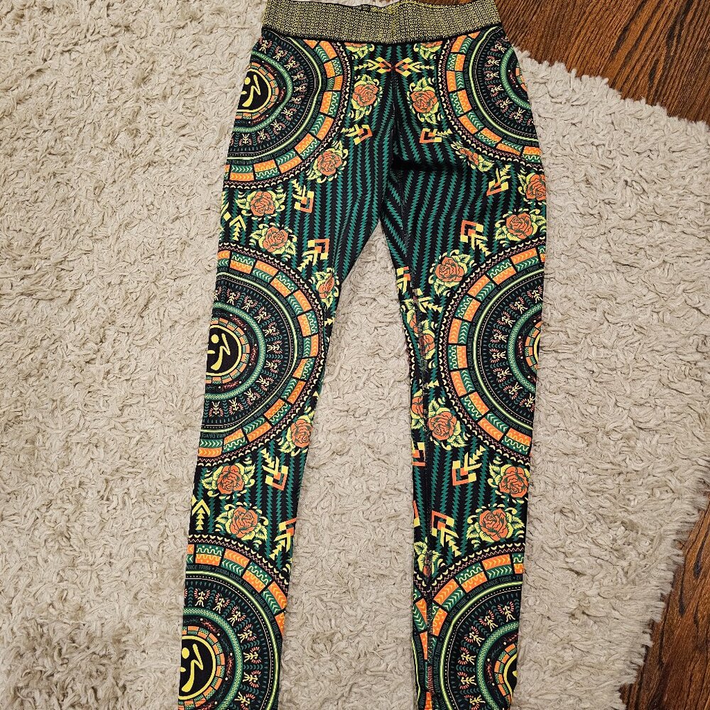 Zumba Tribal / Colorful Printed Leggings Size M
